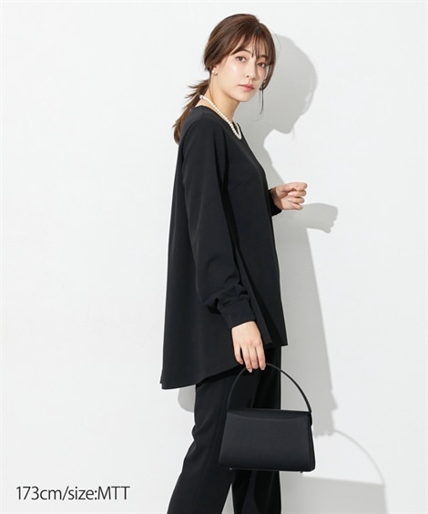 パンツスーツ 高身長 礼服 カットジョーゼットセットアップ ブラウス＋テーパードパンツ ウォッシャブル・形態安定 トールサイズ