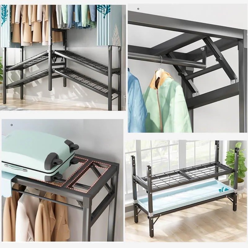 ハンガーラック 大容量 カバー付き 頑丈 クローゼット 組み立て簡単 洋服タンス 収納棚 洋服収納ラック お洒落 防塵 防湿 三代目雑物1708