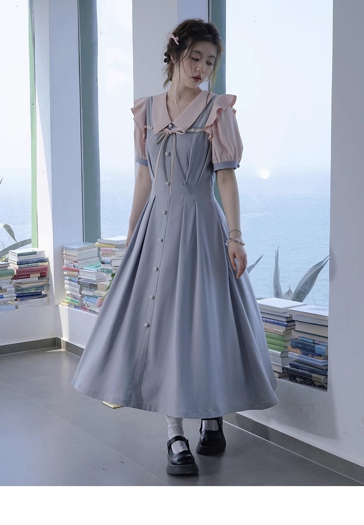 プラスサイズ 女性 プルオーバー ルーズ ロング スカート 夏 甘い プリンセス ドレス 個性的 ワンピース ロング ロング丈 袖あり 5分袖 五分袖 Vネック 襟付き かわいい 上品 おしゃれ プラスサイズ 女性 プルオーバー ルーズ ロング スカート 夏 甘い プリンセス ドレス 個性的 ワンピース ロング ロング丈 袖あり 5分袖 五分袖 Vネック 襟付き かわいい 上品 おしゃれ