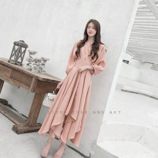 Qoo10] ピンクワンピース レディース春夏 婦人服