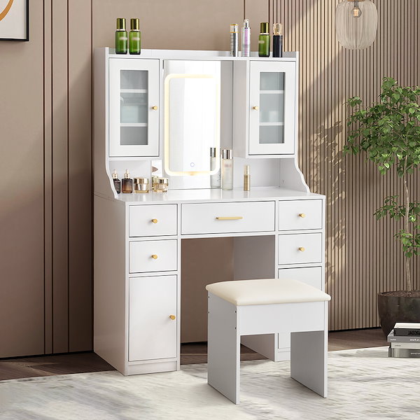 Qoo10] ドレッサー 化粧台 テーブル 鏡台 ライ