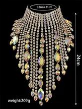 誇張された AB クリスタルペンダント大ネックレス女性の高級光沢のあるブライダルウェディングパーティーラインストーンジュエリーネックレスアクセサリー