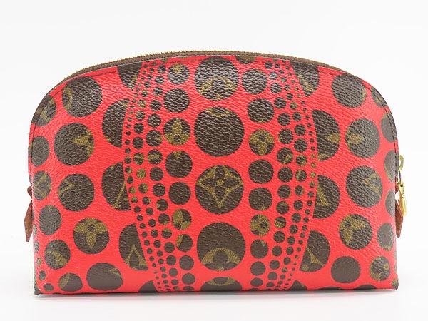 激レア美品ルイヴィトンヤヨイクサマモノグラムパンプキンドットポシェットコスメティックコスメポーチレッドM47347