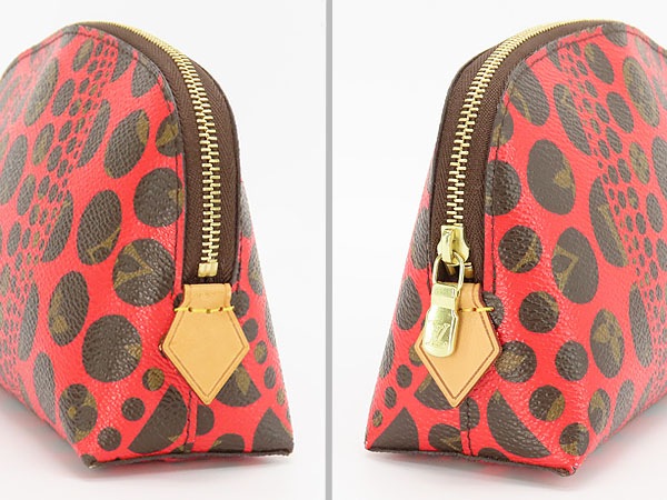 激レア美品ルイヴィトンヤヨイクサマモノグラムパンプキンドットポシェットコスメティックコスメポーチレッドM47347