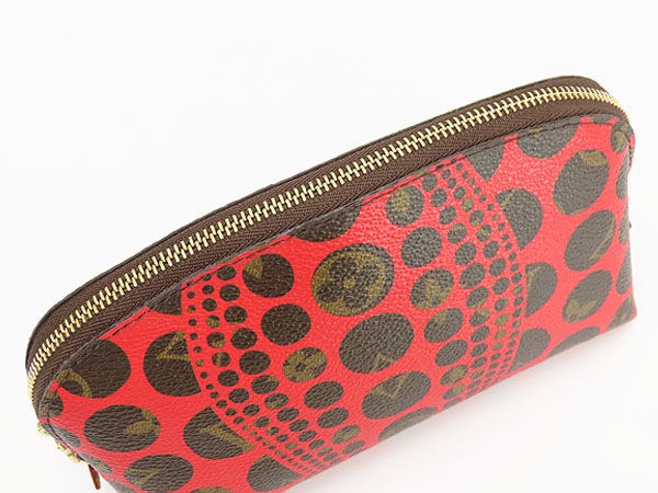 激レア美品ルイヴィトンヤヨイクサマモノグラムパンプキンドットポシェットコスメティックコスメポーチレッドM47347