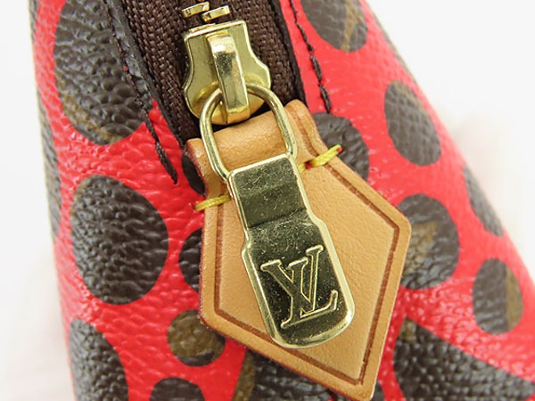 激レア美品ルイヴィトンヤヨイクサマモノグラムパンプキンドットポシェットコスメティックコスメポーチレッドM47347