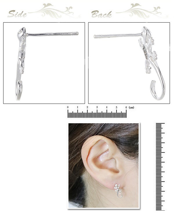 ミニサイズトカゲピアス シルバー925製 ハワイアンジュエリー Hawaii シンプル メタル 小振り 爬虫類 お守り 大人 レディース メンズ プレゼント用にも