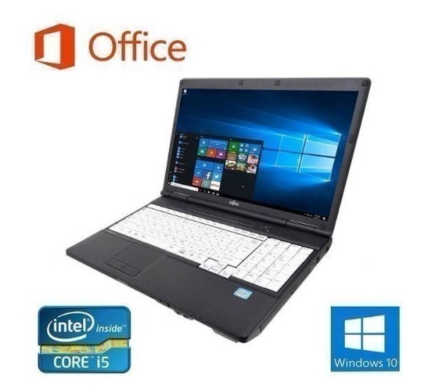 リモートワーク用サポート付きバッテリー新品A561 富士通 Windows10 Office SSD:120GB メモリー8GB Zoom 在宅勤務 テレワーク