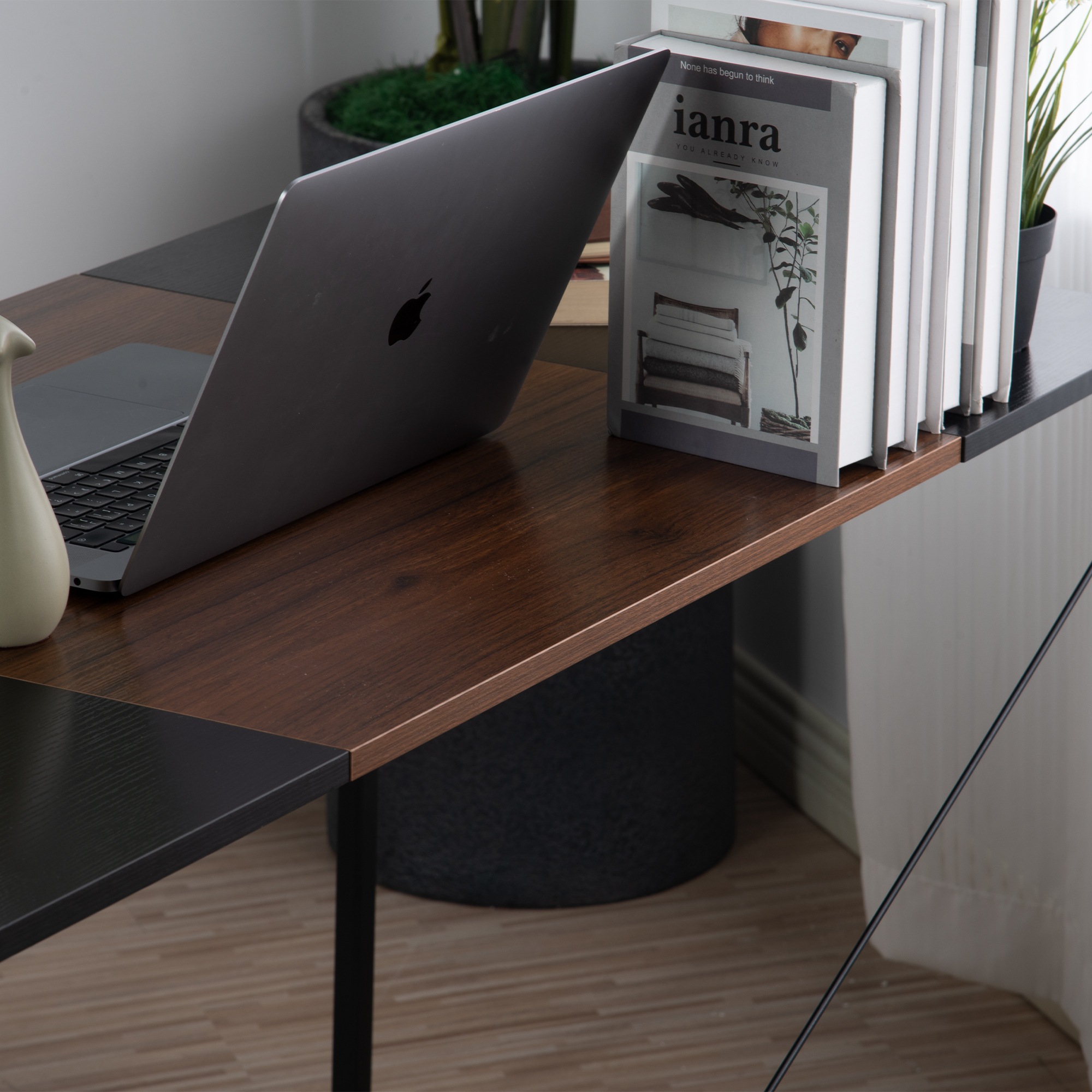 【新品】【ブラック+ラスティック】パソコンデスク シンプル 極簡易デスク ワークデスク 木製 机