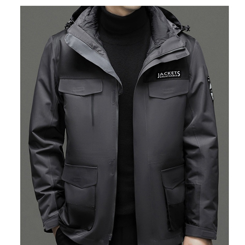 ダウンジャケット メンズ ブルゾン ジャンパー 大きいサイズ 韓国風 おしゃれ パッチワーク 腕章 ダウンコート 秋冬 厚手 防寒性 保温性 カジュアル 冬物