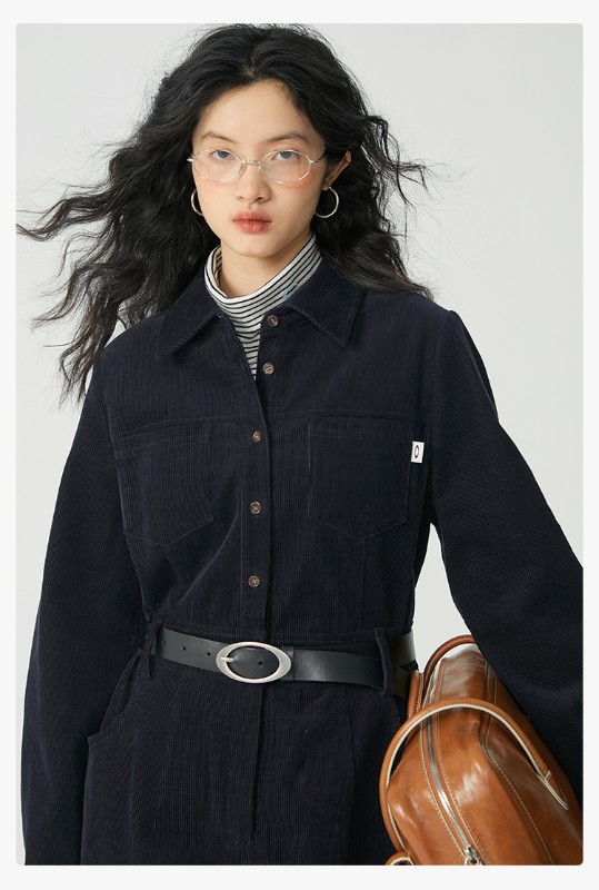 オモント エッグタルト コーデュロイ ワークウェア ドレス レディース 冬物 新作 レトロ ミディアム丈 シャツ スカート オモント エッグタルト コーデュロイ ワークウェア ドレス レディース 冬物 新作 レトロ ミディアム丈 シャツ スカート