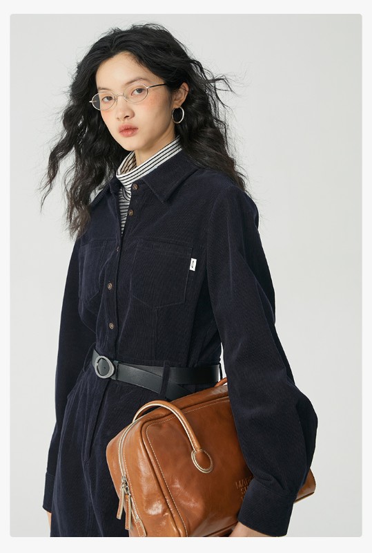 オモント エッグタルト コーデュロイ ワークウェア ドレス レディース 冬物 新作 レトロ ミディアム丈 シャツ スカート オモント エッグタルト コーデュロイ ワークウェア ドレス レディース 冬物 新作 レトロ ミディアム丈 シャツ スカート