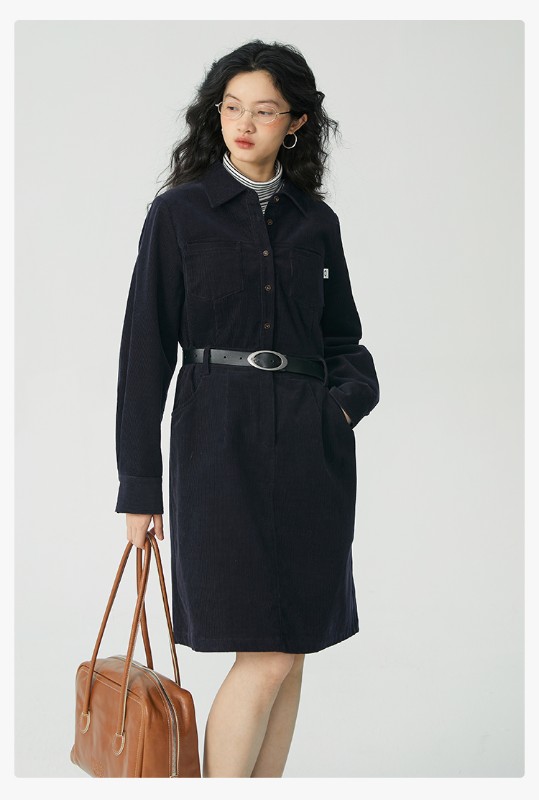 オモント エッグタルト コーデュロイ ワークウェア ドレス レディース 冬物 新作 レトロ ミディアム丈 シャツ スカート オモント エッグタルト コーデュロイ ワークウェア ドレス レディース 冬物 新作 レトロ ミディアム丈 シャツ スカート