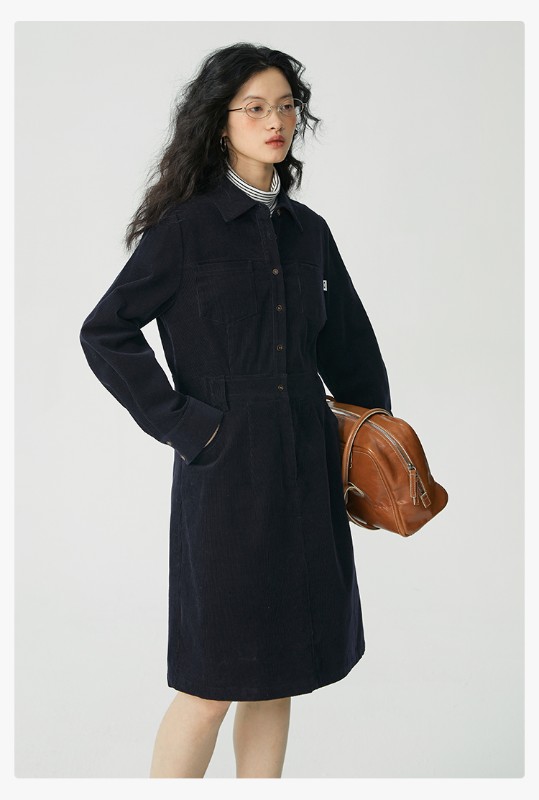 オモント エッグタルト コーデュロイ ワークウェア ドレス レディース 冬物 新作 レトロ ミディアム丈 シャツ スカート オモント エッグタルト コーデュロイ ワークウェア ドレス レディース 冬物 新作 レトロ ミディアム丈 シャツ スカート