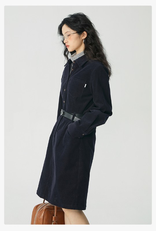 オモント エッグタルト コーデュロイ ワークウェア ドレス レディース 冬物 新作 レトロ ミディアム丈 シャツ スカート オモント エッグタルト コーデュロイ ワークウェア ドレス レディース 冬物 新作 レトロ ミディアム丈 シャツ スカート