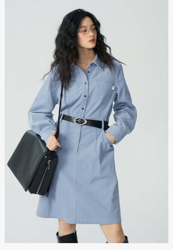 オモント エッグタルト コーデュロイ ワークウェア ドレス レディース 冬物 新作 レトロ ミディアム丈 シャツ スカート オモント エッグタルト コーデュロイ ワークウェア ドレス レディース 冬物 新作 レトロ ミディアム丈 シャツ スカート