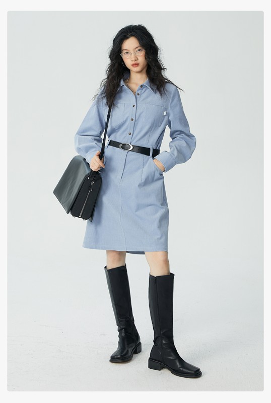 オモント エッグタルト コーデュロイ ワークウェア ドレス レディース 冬物 新作 レトロ ミディアム丈 シャツ スカート オモント エッグタルト コーデュロイ ワークウェア ドレス レディース 冬物 新作 レトロ ミディアム丈 シャツ スカート