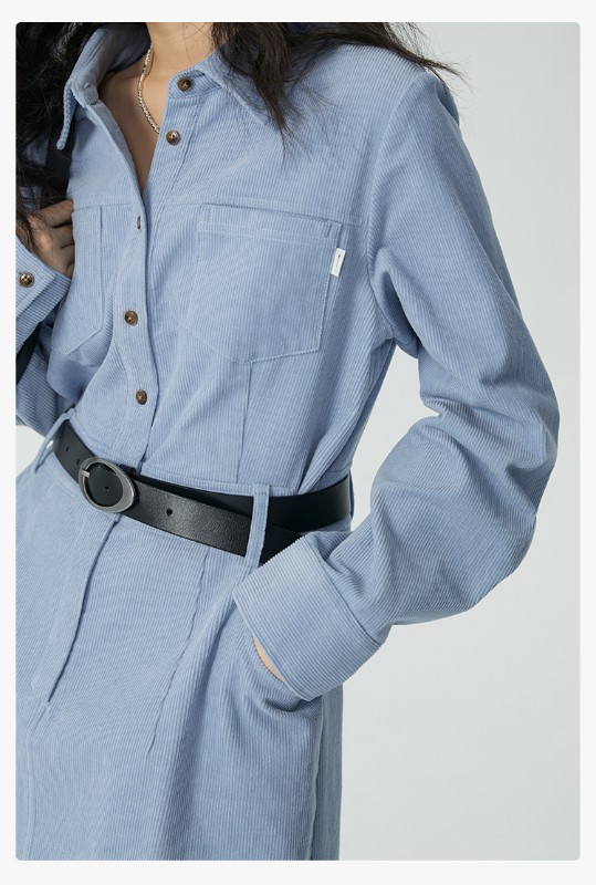 オモント エッグタルト コーデュロイ ワークウェア ドレス レディース 冬物 新作 レトロ ミディアム丈 シャツ スカート オモント エッグタルト コーデュロイ ワークウェア ドレス レディース 冬物 新作 レトロ ミディアム丈 シャツ スカート