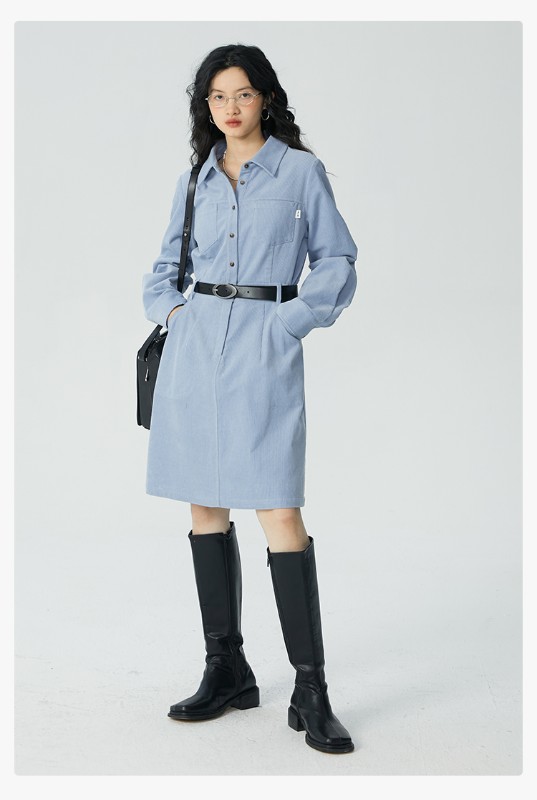 オモント エッグタルト コーデュロイ ワークウェア ドレス レディース 冬物 新作 レトロ ミディアム丈 シャツ スカート オモント エッグタルト コーデュロイ ワークウェア ドレス レディース 冬物 新作 レトロ ミディアム丈 シャツ スカート