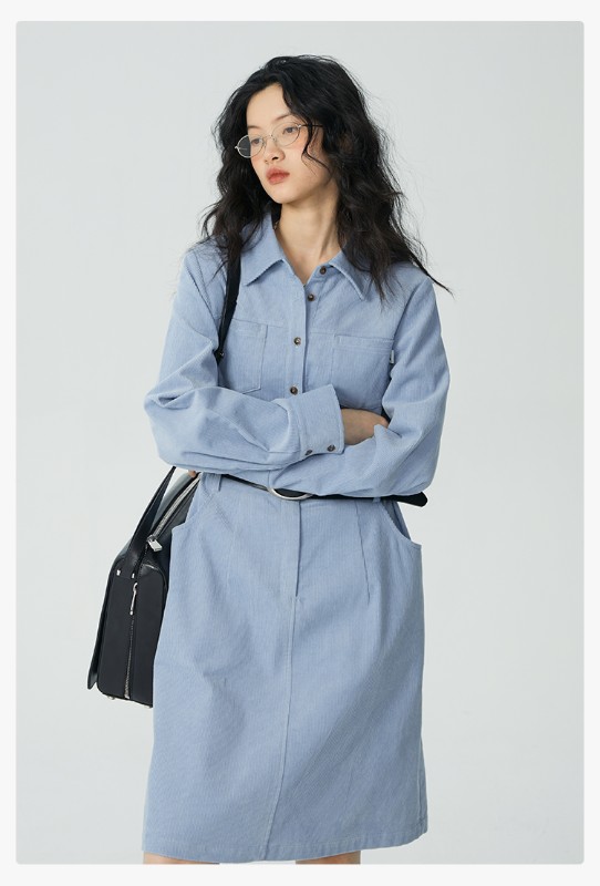 オモント エッグタルト コーデュロイ ワークウェア ドレス レディース 冬物 新作 レトロ ミディアム丈 シャツ スカート オモント エッグタルト コーデュロイ ワークウェア ドレス レディース 冬物 新作 レトロ ミディアム丈 シャツ スカート