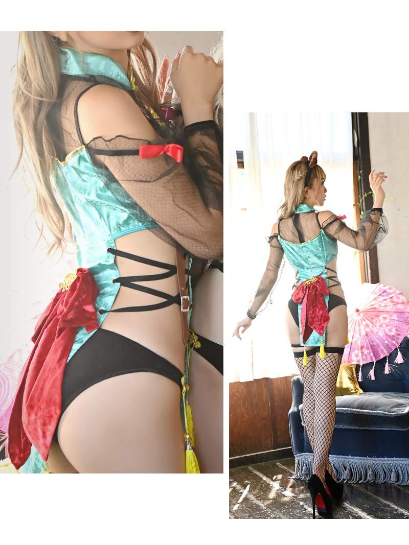 チャイナ コスプレ ハロウィン カンフー風 セクシー えろかわ おそろい セクシーチャイナ 袖付き おばけ Ryuyu