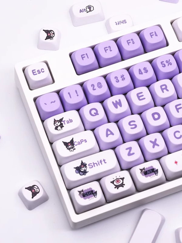 KUROMI キーボード パープル/ホワイト Qoo10] LEDゲーミングキーボード紫クロミキーキ