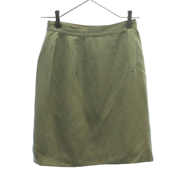 ウールブレンド ミディ丈 スカート 38 カーキ レディース