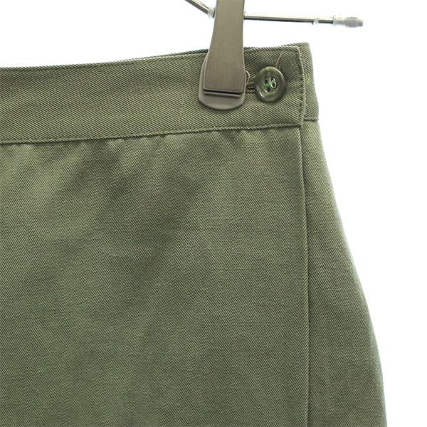 ウールブレンド ミディ丈 スカート 38 カーキ レディース