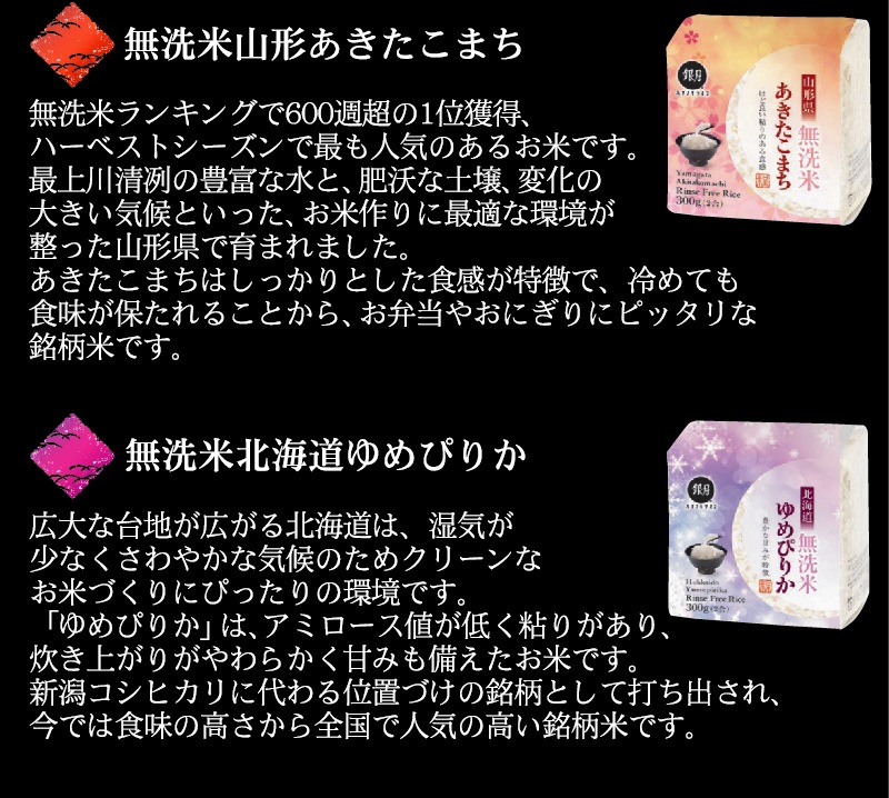 ギフト 無洗米 銘米 食べ比べセット6種 2合(300gx15袋) 計4.5kg 令和6年産（/魚沼コシヒカリ/山形こまち/つや姫/×各3+ゆめぴりか/玄白飯/ななつぼし×各2）