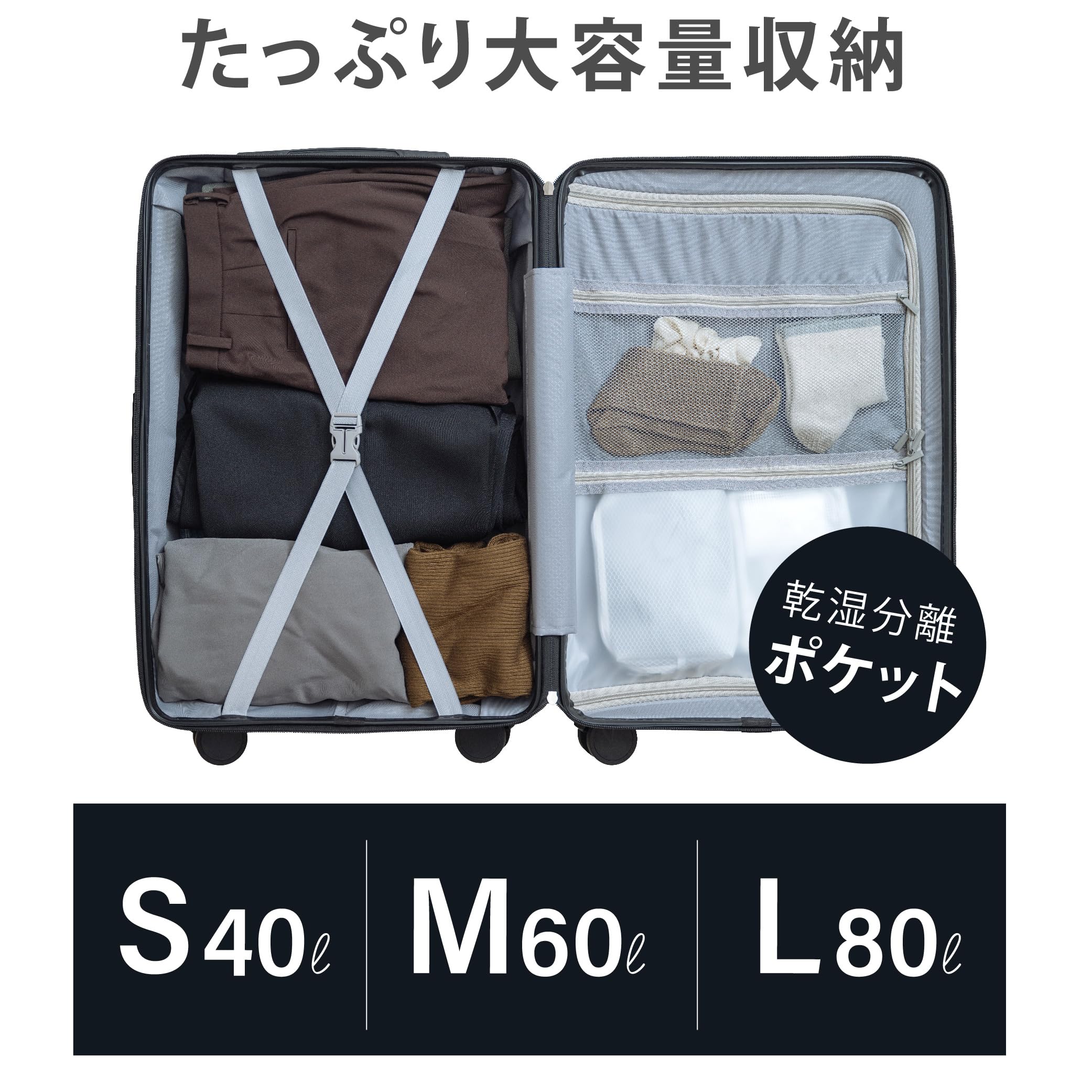 [サインキングダム] 【2025年新登場 】スーツケース キャリーケース 機内持ち込み キャリーバッグ sサイズ 40L 耐衝撃 USBポート付き カップホルダー付き ダブルキャスター 軽量設計 スト