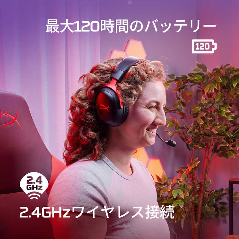 HYPERX　HyperX Cloud III Wireless Gaming Headset (Black/Red) ［ヘッドバンドタイプ］　77Z46AA