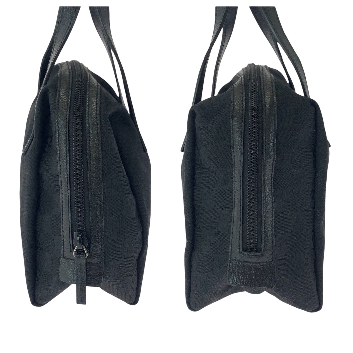 美品 ブラック 黒 シルバー金具 GGキャンバス 124542 ハンドバッグ レディース 501759