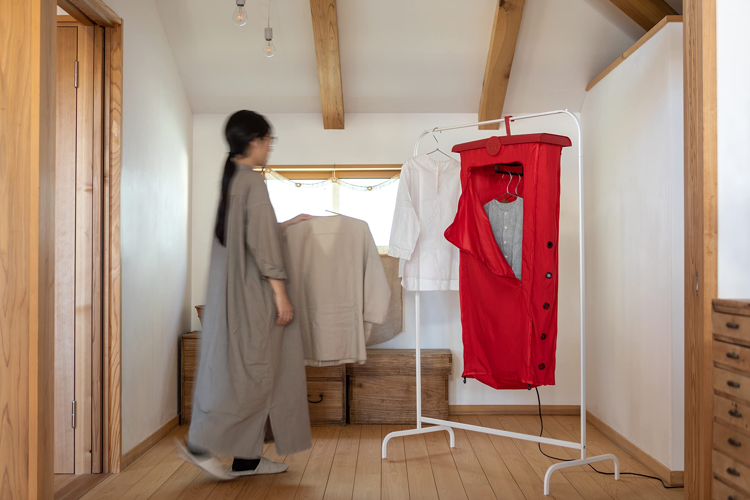 ハンガー衣類乾燥機 XRC-G010 （ 部屋干し ) 赤 たたむとわずかA4