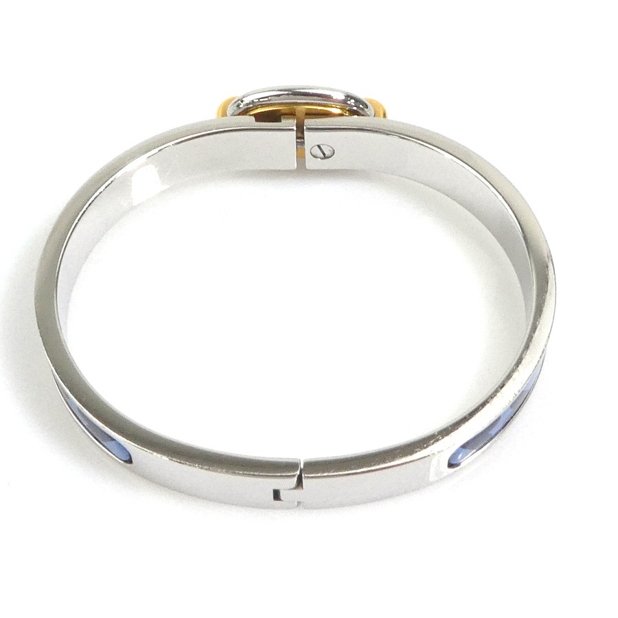 エルメス HERMES バングル ブレスレット ミニ クリック シェーヌダンクル メタル/エナメル シルバー/ゴールド/ブルー/ネイビー レディース w1179g