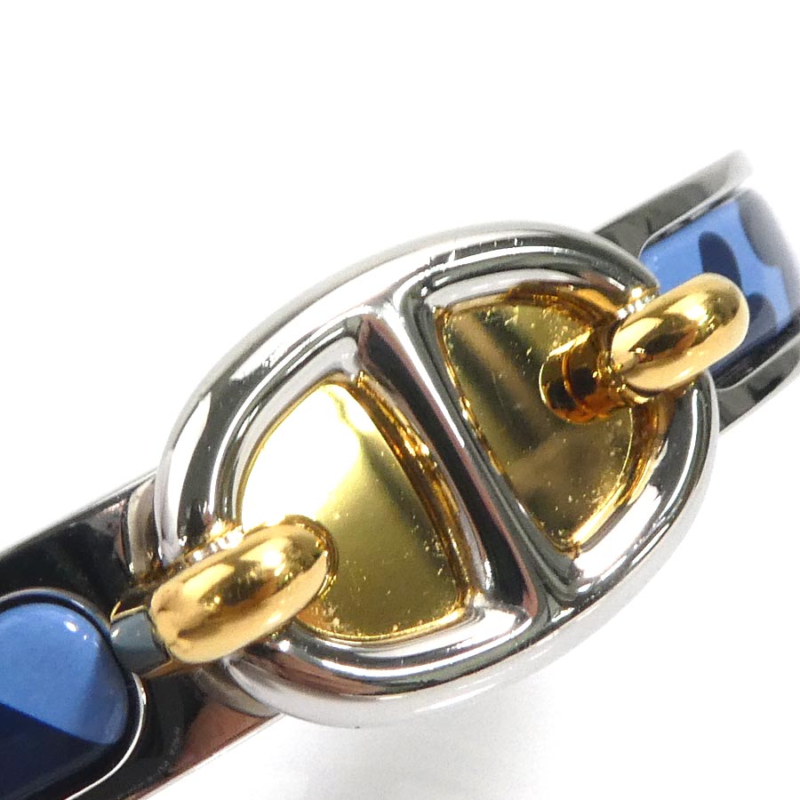 エルメス HERMES バングル ブレスレット ミニ クリック シェーヌダンクル メタル/エナメル シルバー/ゴールド/ブルー/ネイビー レディース w1179g