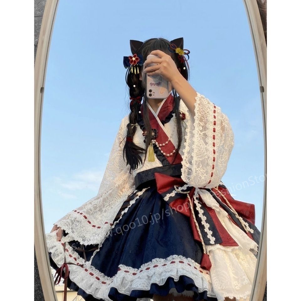 ロリータ姫スカートロリータスカート可愛いlolita和風白雪姫白雪鴨OP街揚げスカートフルセット