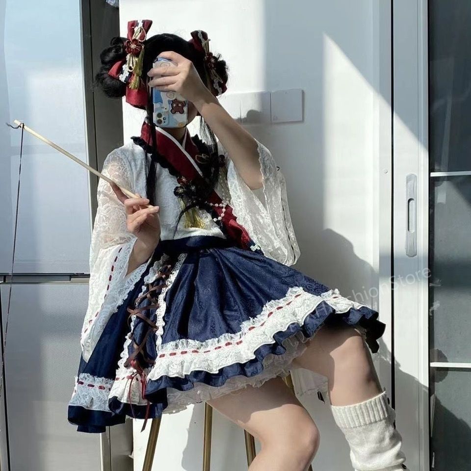 ロリータ姫スカートロリータスカート可愛いlolita和風白雪姫白雪鴨OP街揚げスカートフルセット