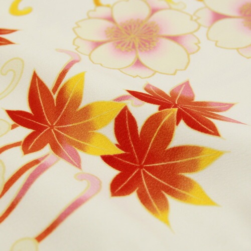 レンタル７泊８日ちはやふるJAPAN STYLE 卒業式 袴 レンタル 小学生 女の子 小学校ジュニア卒業式袴レンタルセット 生成り地に赤系の乱菊と桜 ひな祭り 十三参り 着物 衣装 レ