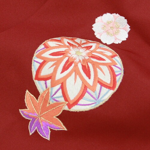 レンタル７泊８日ちはやふるJAPAN STYLE 卒業式 袴 レンタル 小学生 女の子 小学校ジュニア卒業式袴レンタルセット 生成り地に赤系の乱菊と桜 ひな祭り 十三参り 着物 衣装 レ