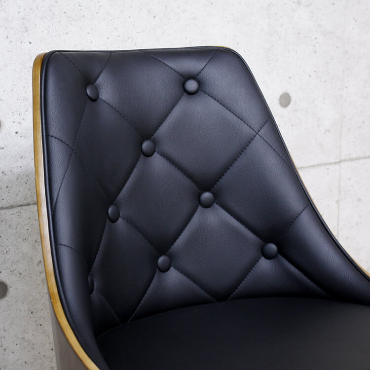 デザイン チェア スタイリッシュ PUレザー ボタン締め 背面木加工 おしゃれ 受付 オフィス