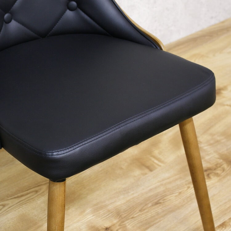 デザイン チェア スタイリッシュ PUレザー ボタン締め 背面木加工 おしゃれ 受付 オフィス