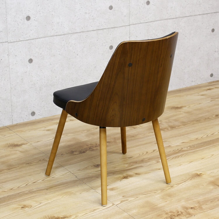 デザイン チェア スタイリッシュ PUレザー ボタン締め 背面木加工 おしゃれ 受付 オフィス