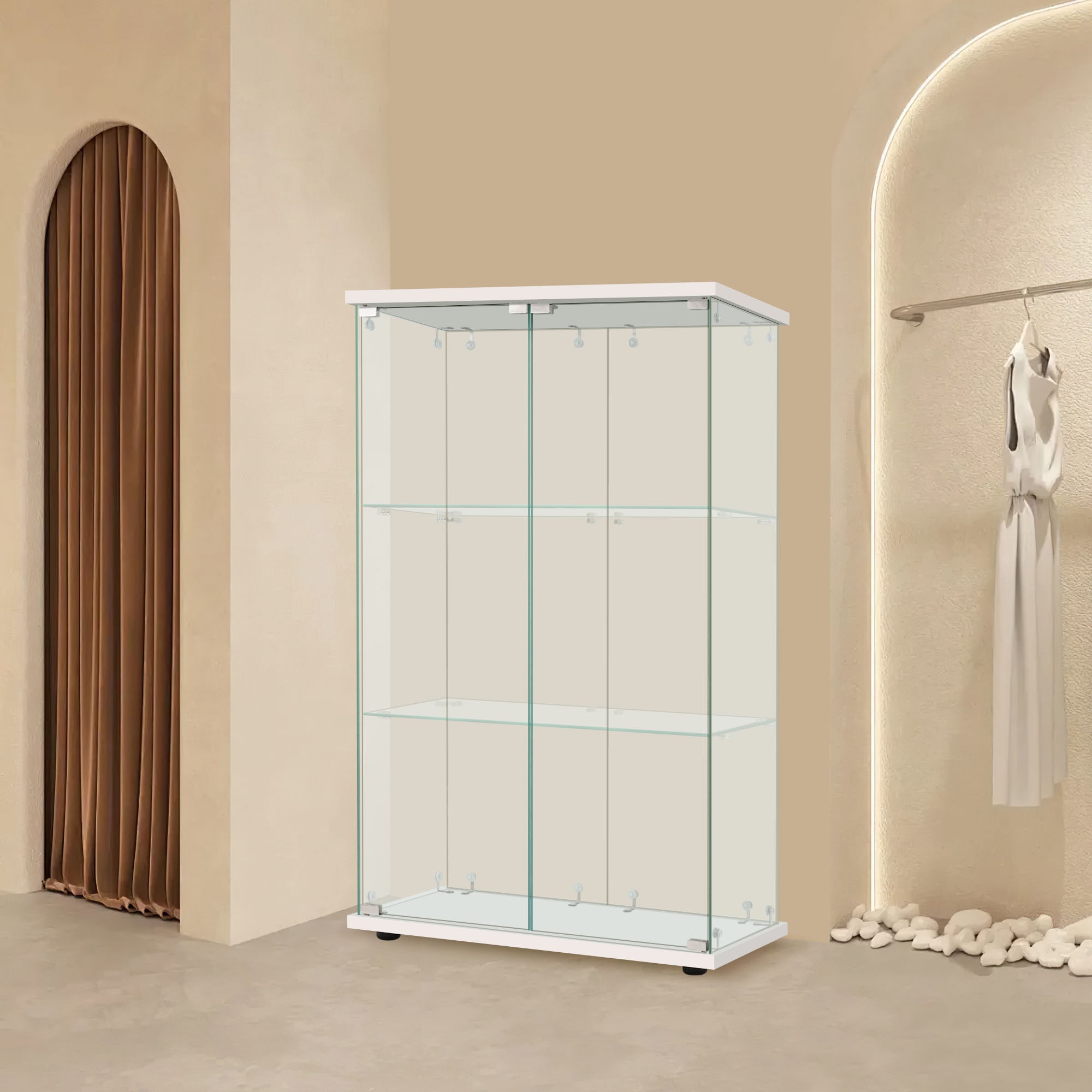 【新品】フィギュアケース 3段ワイド 棚 ホワイトコレクションケース ガラス 新品】コレクションケース ガラス フィギュアケース 3段ワイド 棚