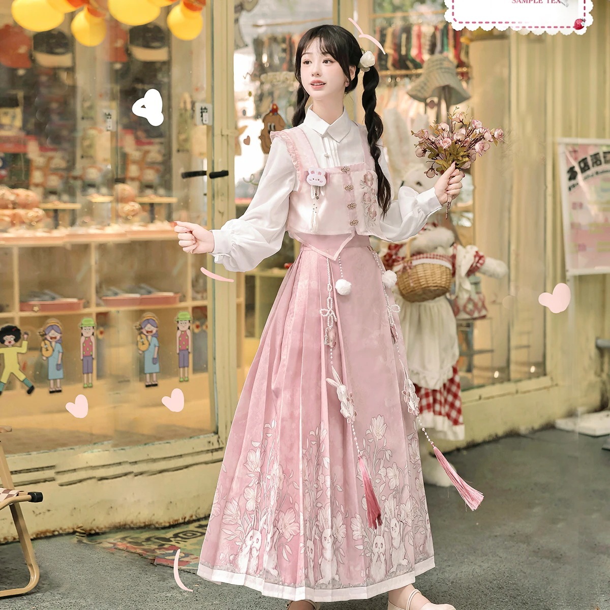 【フルセット】月見兎兎新韓国cos服女性日常改良馬面スカート秋