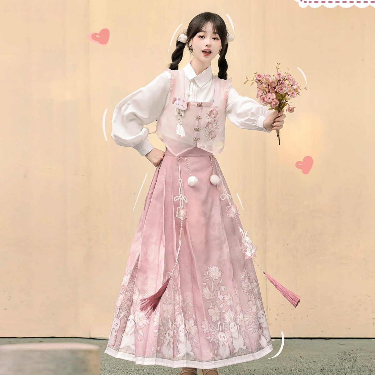 【フルセット】月見兎兎新韓国cos服女性日常改良馬面スカート秋