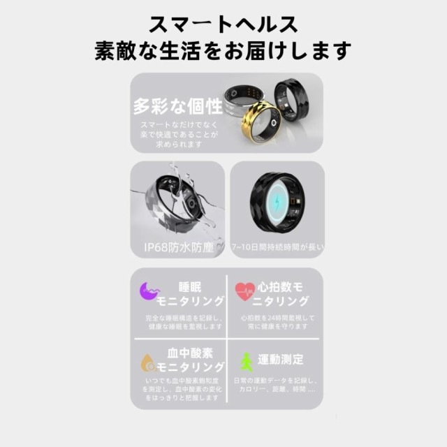 【割引セール】スマートリング 健康管理 日本製センサー心拍数 血中酸素 睡眠 実用的 IP68M防水 Android/iPhone対応 全3サイズ プレゼント 敬老の日 66 【割引セール】スマートリング 健康管理 日本製センサー心拍数 血中酸素 睡眠 実用的 IP68M防水 Android/iPhone対応 全3サイズ プレゼント 敬老の日 66