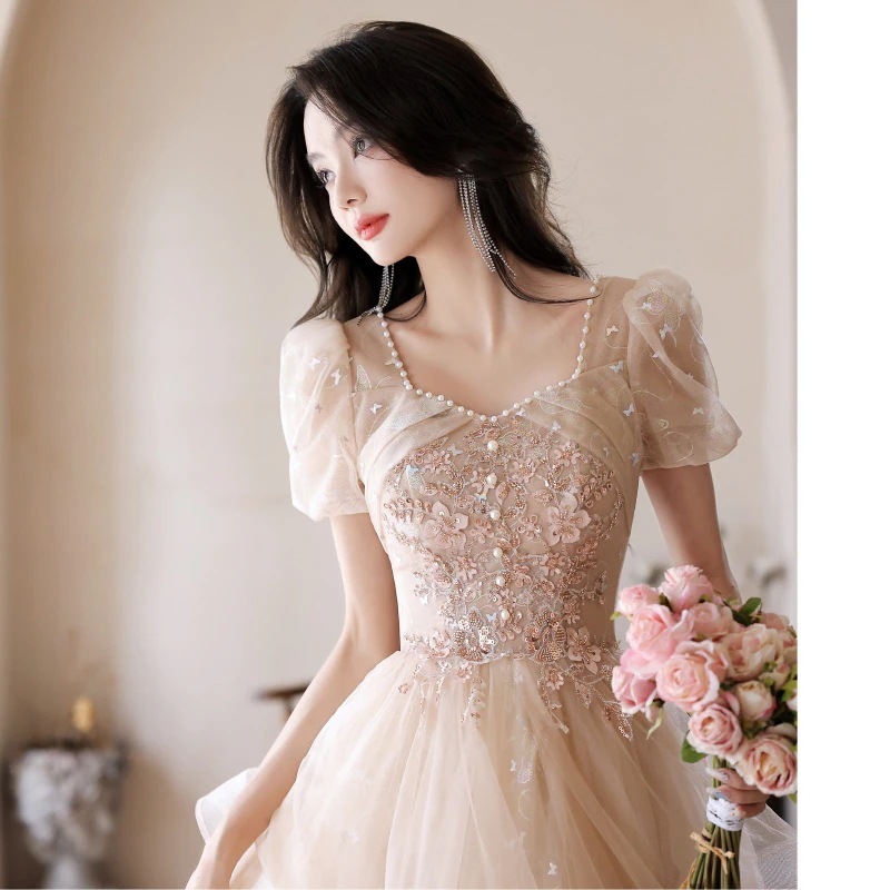 【急速出荷!】女性用イブニングドレス高級プリンセスドレスホストパフォーマンスドレス宴会用ガーゼ声楽テスト 【急速出荷!】女性用イブニングドレス高級プリンセスドレスホストパフォーマンスドレス宴会用ガーゼ声楽テスト