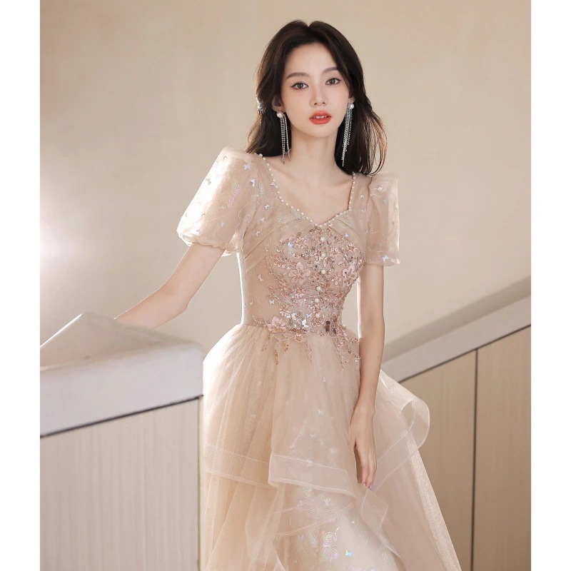 【急速出荷!】女性用イブニングドレス高級プリンセスドレスホストパフォーマンスドレス宴会用ガーゼ声楽テスト 【急速出荷!】女性用イブニングドレス高級プリンセスドレスホストパフォーマンスドレス宴会用ガーゼ声楽テスト