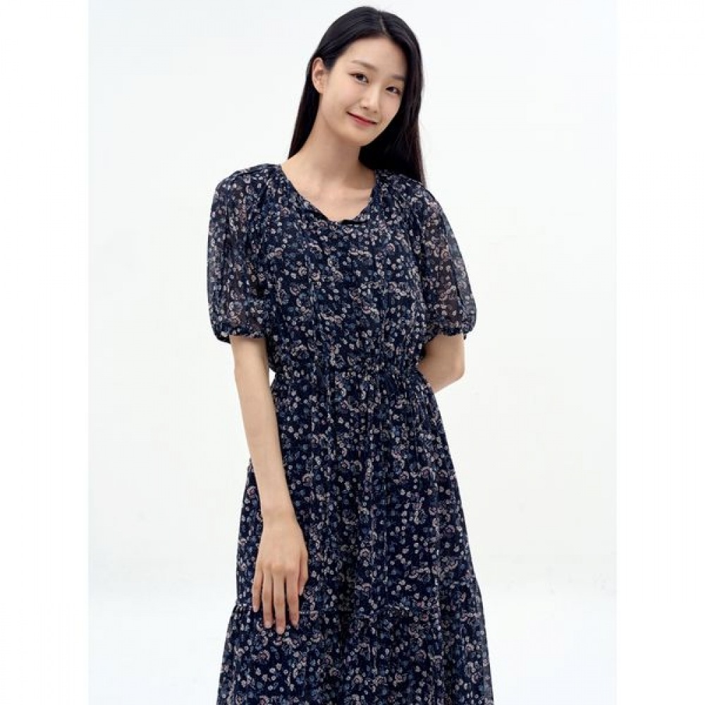 [ジセン] フラワーピンタックパフワンピース LFOPN508_DN