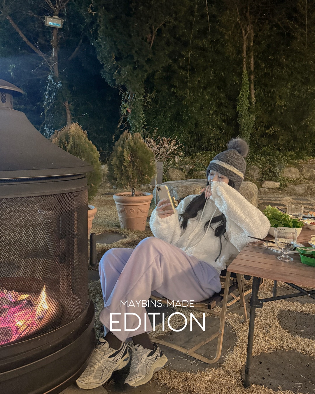 ウエストゴムフリースワイドパンツ韓国ファッション レディース